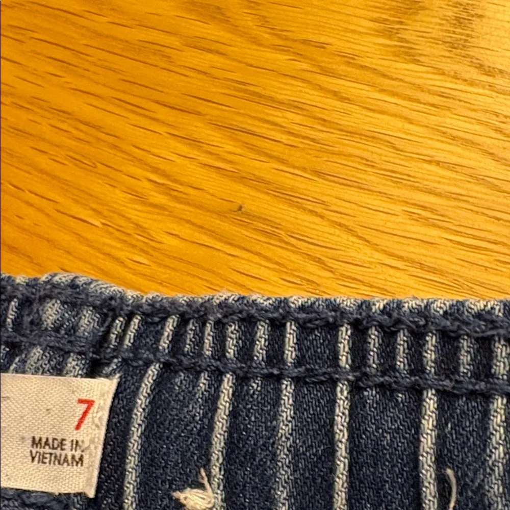 Boys Blue Denim Cargo Shorts with Drawstring - size 7